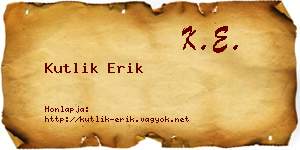Kutlik Erik névjegykártya